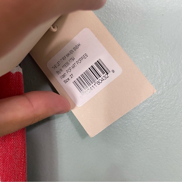 MOTHER The Let It Rip Maven Sneak Pop Art Poppies Floral Blue Red Sz 27 Wide Leg - Picture 4 of 7